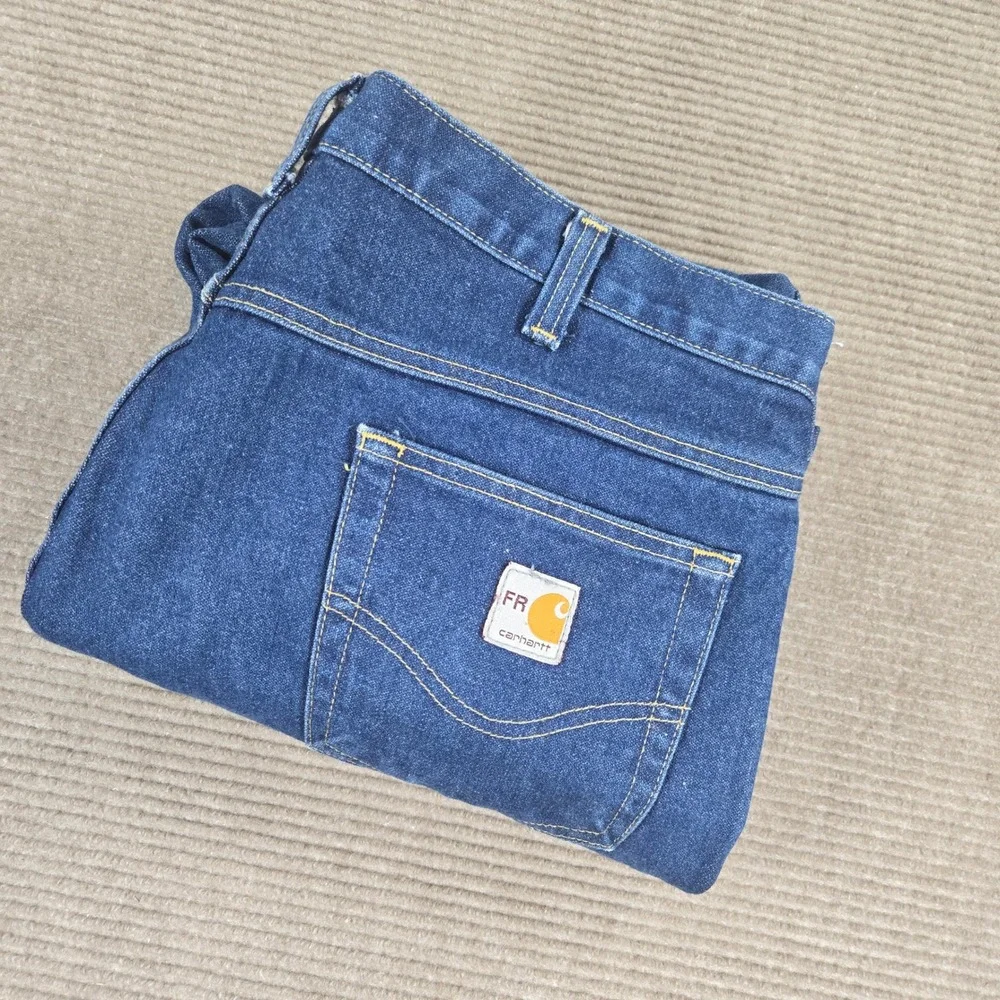 Carhartt Mens 40x32 Blue FR Flame Resistant Relaxed Straight Denim Work Pants‎